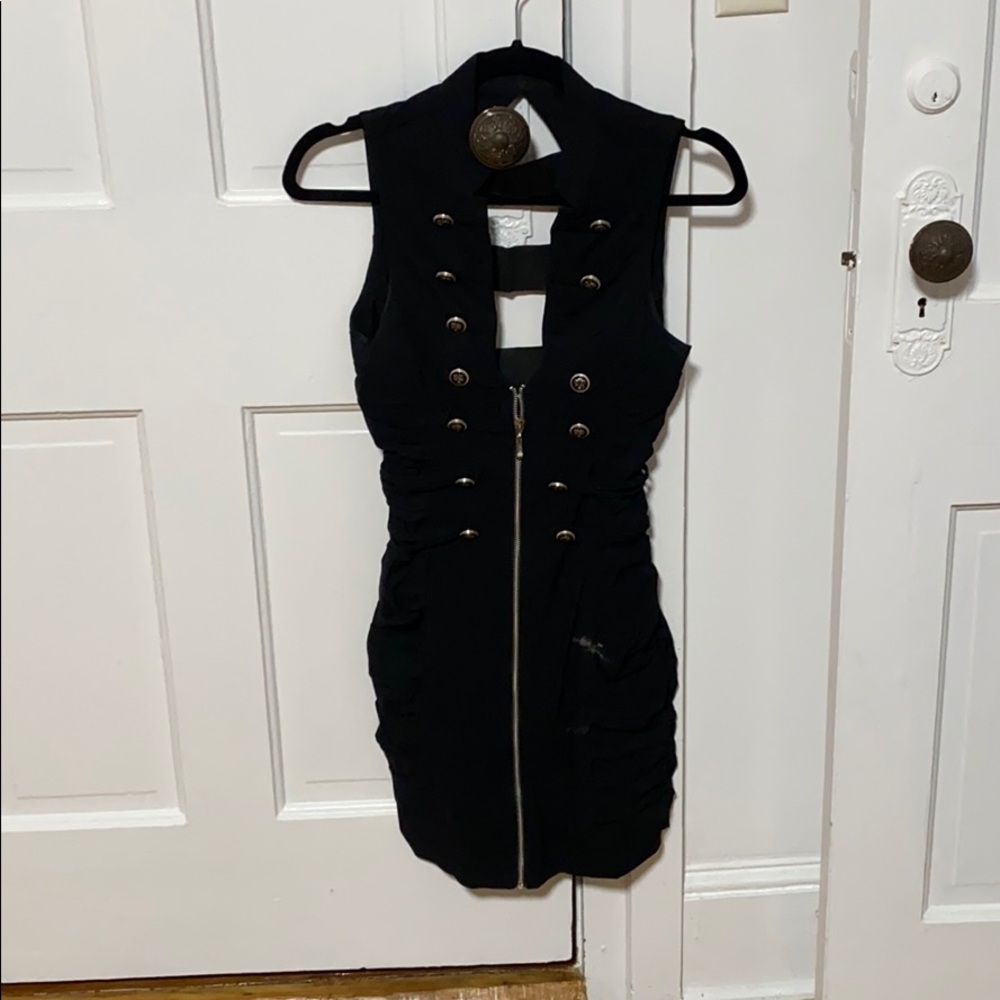 Black zip up bodycon dress